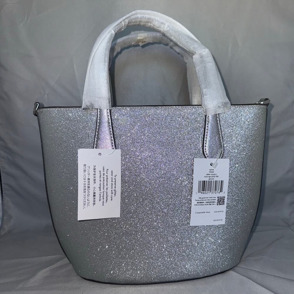 Kate Spade Small Satchel Glimmer, Lunar Light NWT - Glitter Shimmer Sparkle Glam - Picture 2 of 7